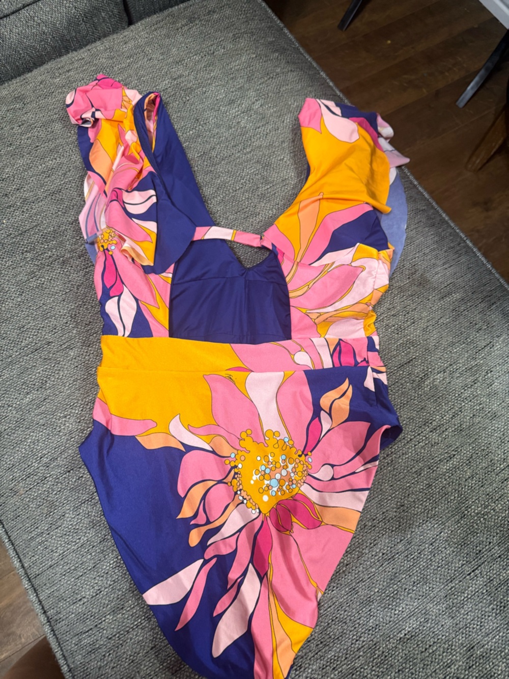 Women’s Floral Scoop One-Piece Swimsuit in Pink, Yellow & Blue Tina Turk